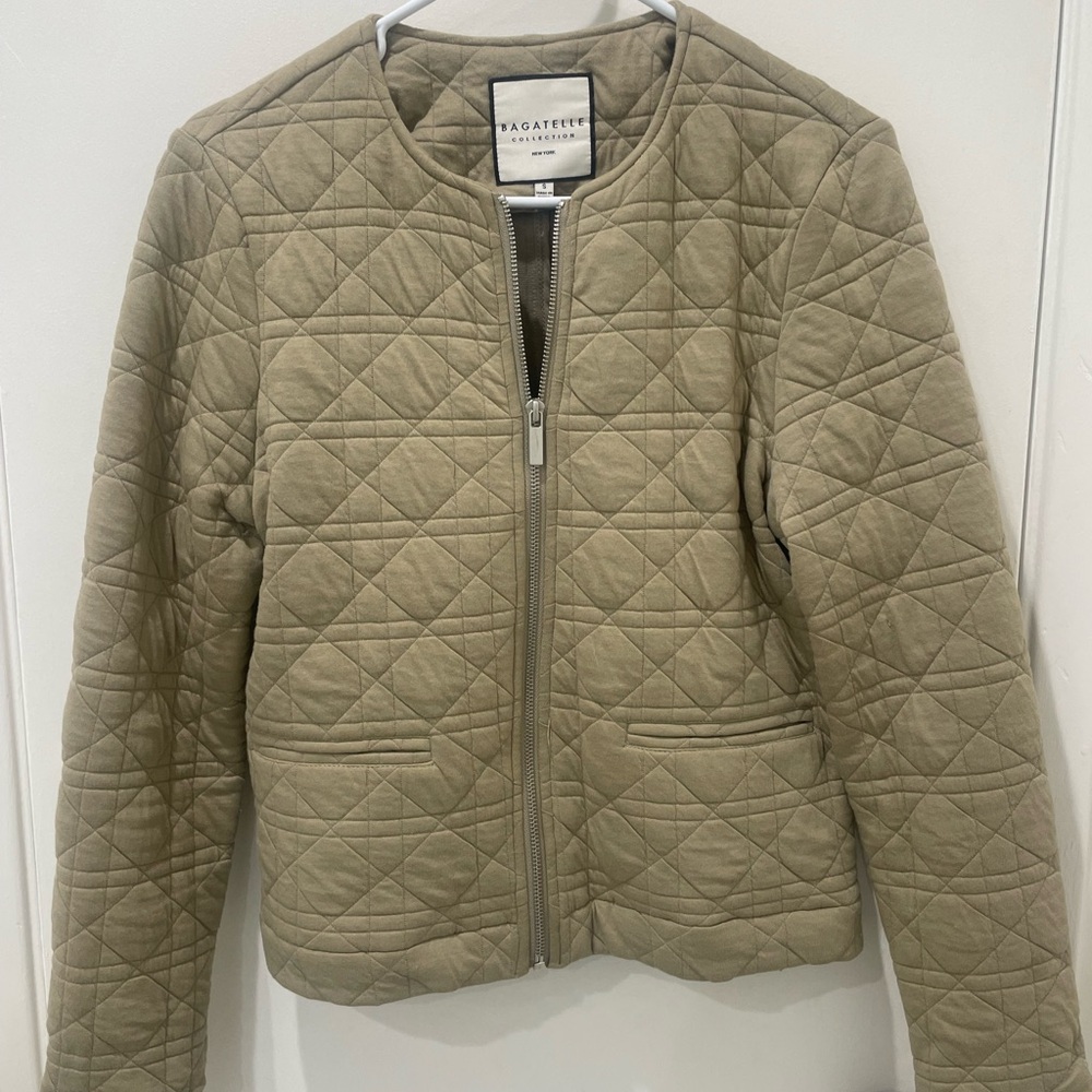 bagatelle Quilted Olive Jacket with Zipper